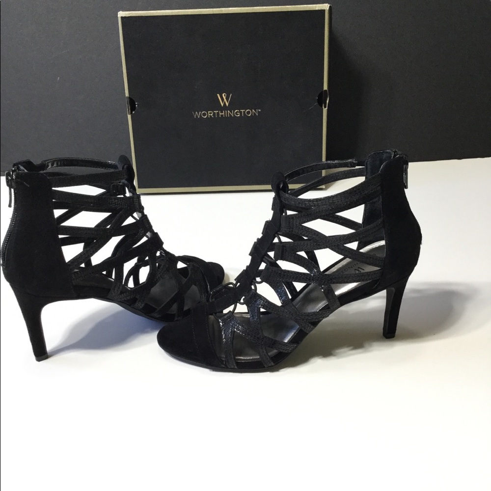 Black strap dress heels - Size 6M - 2.75” heels